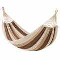 Amaca 200 x 100 cm in tessuto beige e marrone a righe per relax sospesa
