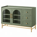 Credenza 120 x 40 x 85 cm in legno verde salvia con vetro e cassetti stile moderno