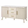 Credenza 150 x 45 x 85 cm in legno ingegnerizzato avorio con piano effetto marmo - contenitore moderno con 3 cassetti e 2 ante