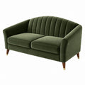 Divano 2 posti 150 x 85 x 82 cm in tessuto verde - stile retrò con schienale scanalato