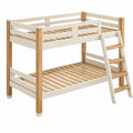 Letto a castello 90 x 200 cm in legno bianco e naturale con scala e sponde