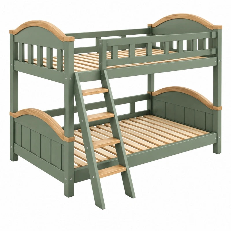 Letto a castello 208 x 98 x 170 cm in legno verde con scala per cameretta