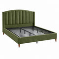 Letto matrimoniale 160 x 200 cm in velluto verde oliva con rete a doghe stile moderno