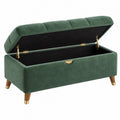 Panca contenitore 120 x 45 x 48 cm in velluto verde con seduta imbottita