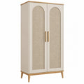 Armadio guardaroba 90 x 50 x 180 cm in legno ingegnerizzato beige con ante in tessuto stile nordico