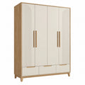 Armadio guardaroba 120 x 50 x 180 cm in legno ingegnerizzato beige e rovere con 4 ante e 3 cassetti