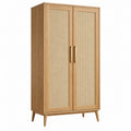 Armadio 90 x 50 x 180 cm in legno naturale e rattan - stile nordico per camera