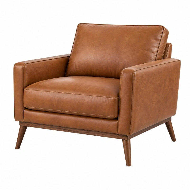 Poltrona 92 x 86 x 84 cm in rivestimento effetto pelle marrone stile moderno