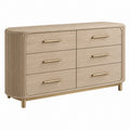 Cassettiera 150 x 45 x 80 cm in legno beige con sei cassetti stile moderno
